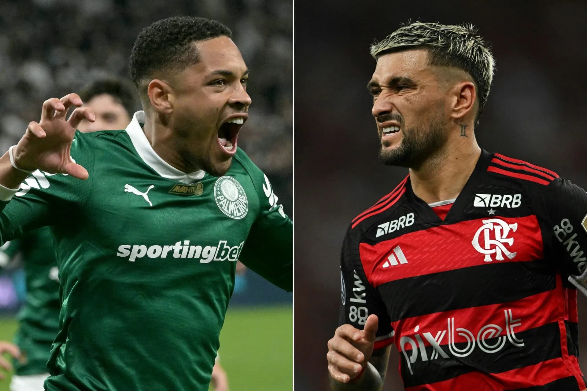 Palmeiras x Flamengo tem Vitor Roque e Arrascaeta como protagonistas - NELSON ALMEIDA, MAURO PIMENTEL / AFP