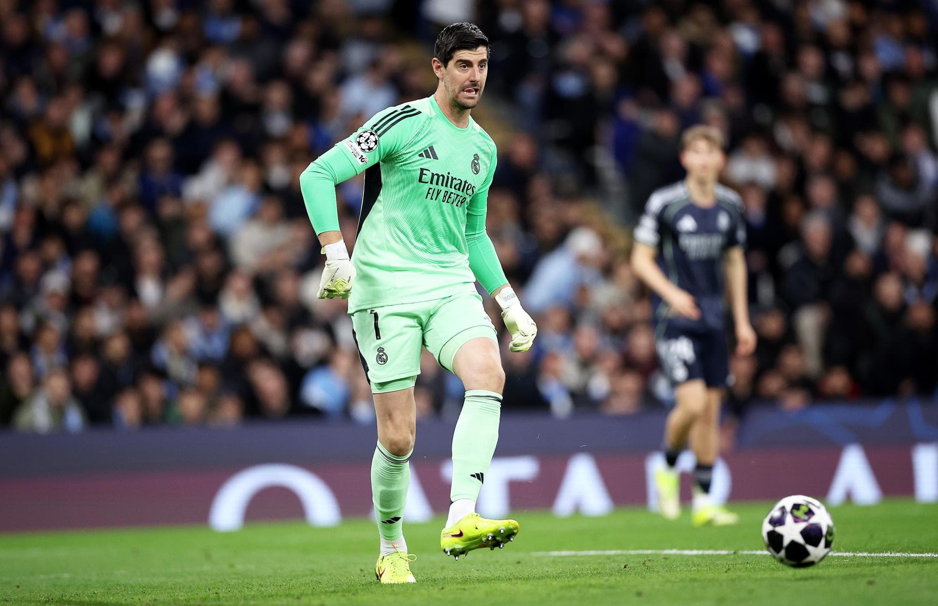 Courtois em partida contra o Manchester City pela Champíons - Adam Vaughan/EFE