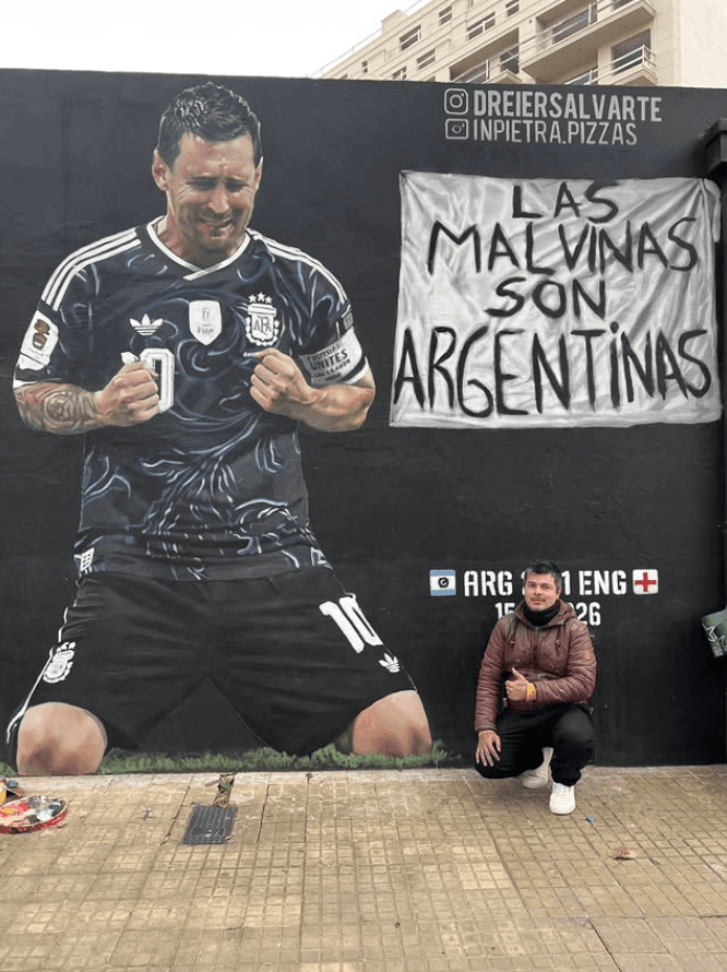 Mural ultrarrealista com a imagem de Lionel Messi na Copa - Reprodução/Instagram/@dreiersalvarte