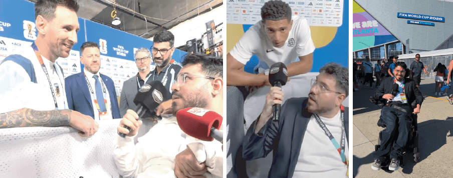 Protagonismo na zona mista: venezuelano entrevistou Messi e Bellingham