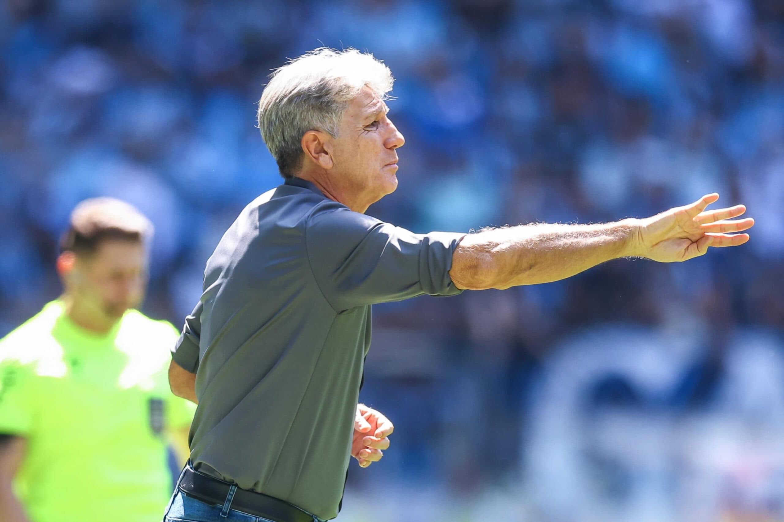 Renato Gaúcho, durante partida contra o Palmeiras, na Arena do Grêmio