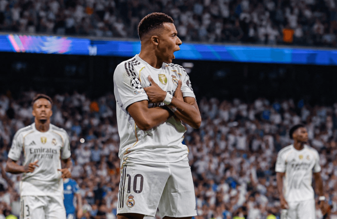 Mbappé comemora gol pelo Real Madrid
