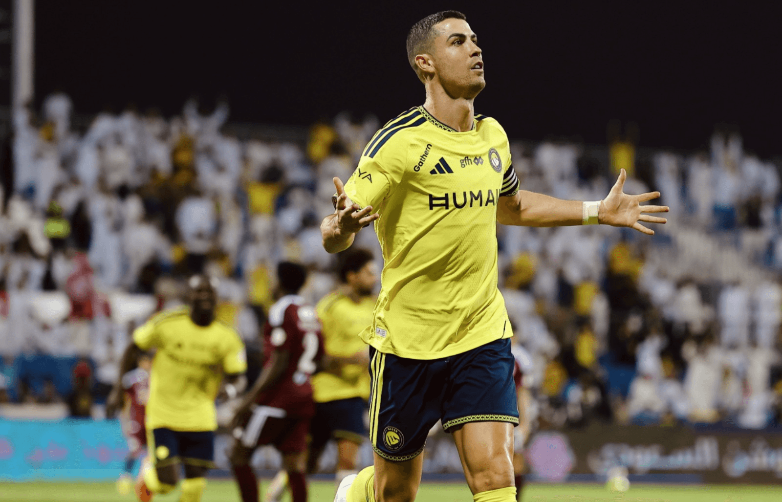 Cristiano Ronaldo comemora gol pelo Al-Nassr na Liga Saudita