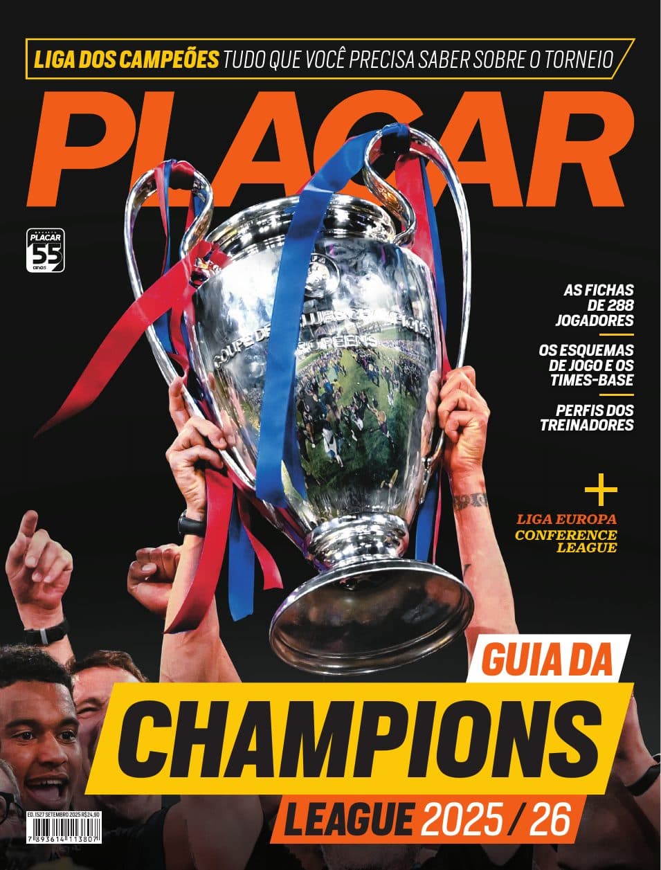 Capa da edição Guia da Champions League 2025/26 da revista PLACAR