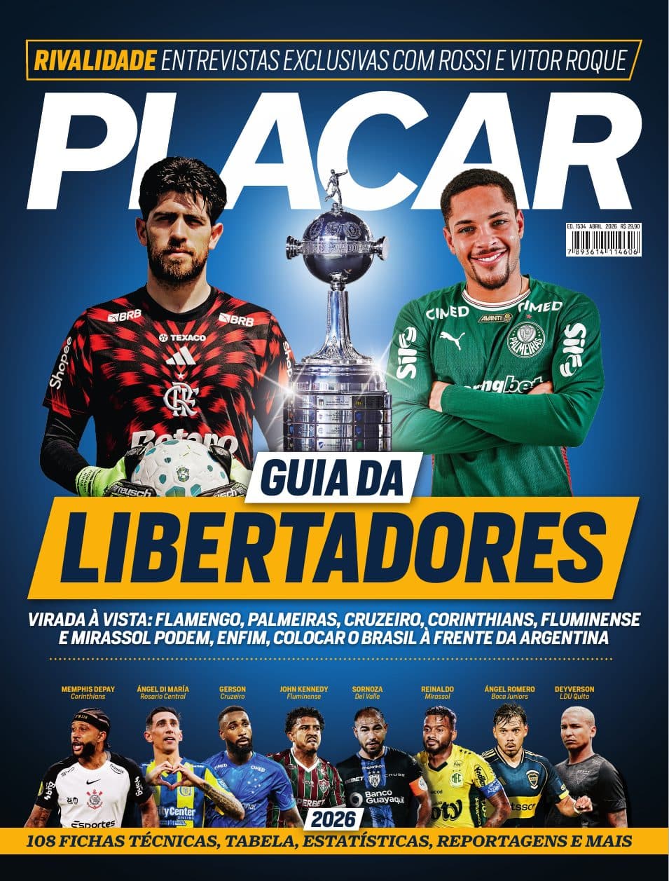 Capa da edição Guia da Libertadores da revista PLACAR