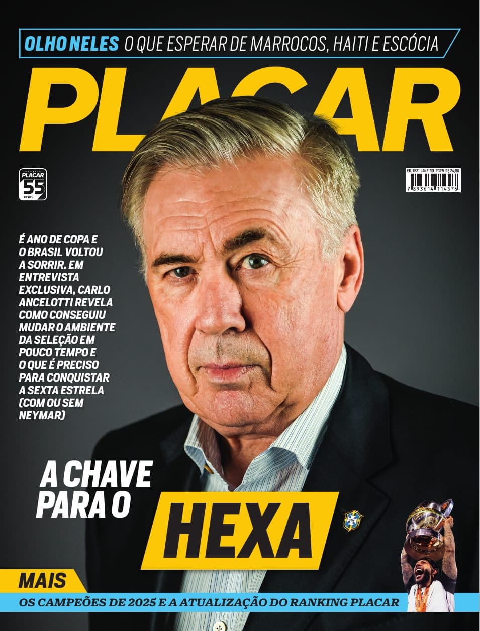 Capa da edição A CHAVE PARA O HEXA da revista PLACAR